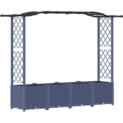Fioriera da giardino Letto Rialzato con Griglia e Tetto Grigio 204 x 40 x 138 cm PP (1/5)