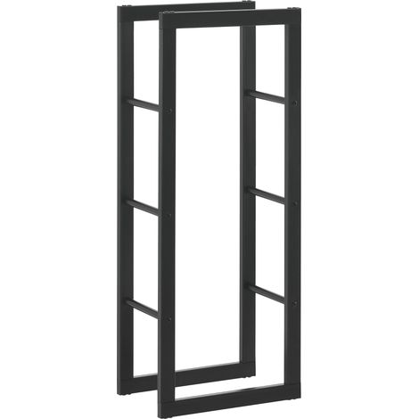 Portalegna per uso interno esterno portalegna di design supporto legna da ardere in acciaio 40 x 25 x 100 cm nero 030006298