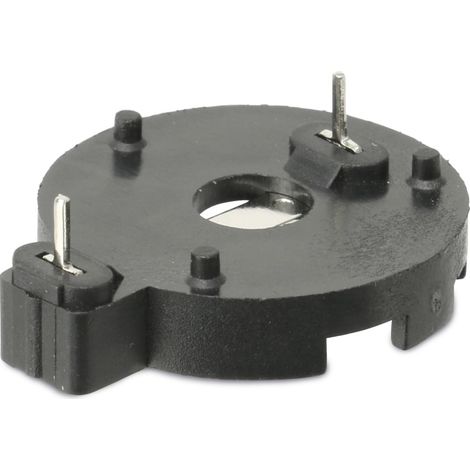 goobay Fixation Pile Bouton CR2012 à 2032, max. 20 mm, noir, Montage sur circuit imprimé, horizontal (2 broches) (56617) (1/2)