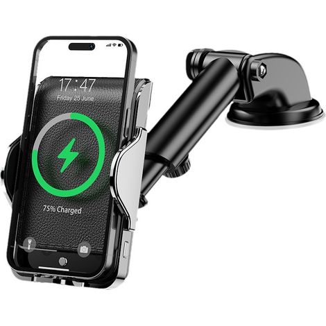 Supporto per telefono da auto a induzione da 15 W, [bloccaggio automatico] Caricabatterie a induzione rapido per auto, bocchetta dell'aria, cruscotto, parabrezza per iPhone 16/15/14/13/12 e Samsung S2