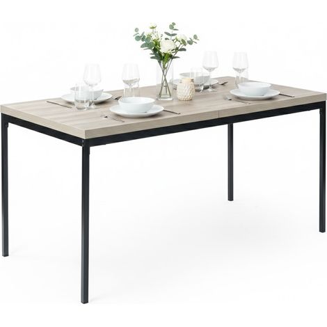 FurnitureR Dining Table Rectangular MDF Kitchen with Heavy Duty Metal Legs, Kitchen Table for 2-4 Person Kitchen Restaurant Apartments & Café, 150x75x75cm, Grey