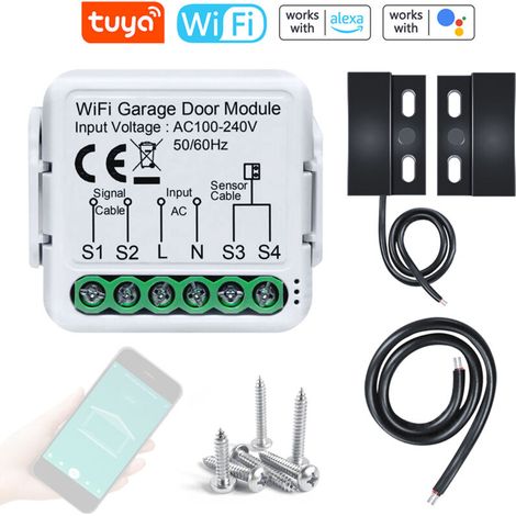 Contrôleur d'ouverture de porte de garage WiFi – Compatible Alexa et Google Home – Surveillance en temps réel – Installation simplifiée (1/5)