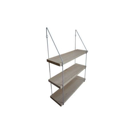 Étagère murale triple bois 60 x 19 avec supports métal blanc