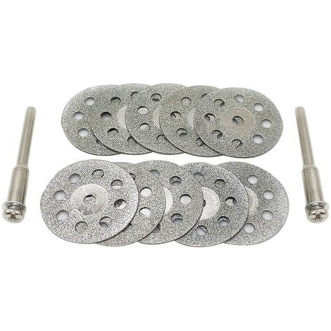 Un ensemble de 10 disques de coupe diamantés, disques de coupe diamantés de 30 mm, avec 8 trous, disques de coupe diamantés avec 2 mandrins, mini disques de coupe adaptés aux outils rotatifs. (1/5)