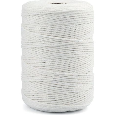 Bardusch-Corde Macramé en Coton Ficelle Blanche 2mm x 200M pour Travaux Manuels, Cuisine, Lier la Viande, Emballage (1/5)