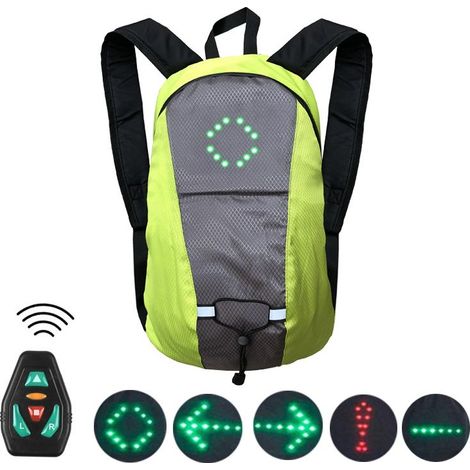 Sac à dos de vélo avec télécommande LED sans fil et accessoires de sécurité pour la conduite (15 L) (1/4)
