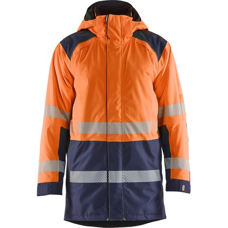 Parka de trabajo de invierno de alta visibilidad 4457 - Naranja/Azul marino XXXL