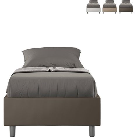 Lit coffre simple avec sommier 80x190 chambre d'enfant Azelia S Marron - Avec coffre de rangement (1/5)