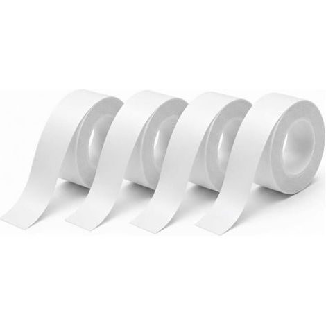 4 Rouleaux Etiquette Autocollante pour Imprimante E10/E11/E16, 15mm x 4m Étiquettes Imperméables Résistantes à l'Huile, Noir sur Blanc