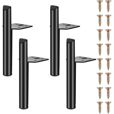 4 Pièces Pieds de Meubles 18 cm Pied Meuble, Pied de Table, Pieds Armoire en Métal, Jambes de Table, Pied pour Meuble Canapé Placard Armoires Cuisine, Noir (1/4)