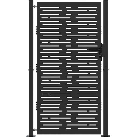 Maison Exclusive - Gartentor Schwarz 110 x 205 cm Pulverbeschicht