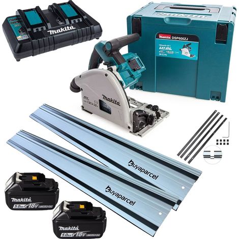 Makita DSP600PT2 36v Twin 18v Brushless Plunge Circular Saw 2 x 1.5m Guide Rails (1/5)