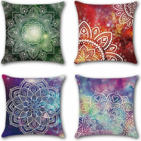 RHG Housse de Coussin Printemps et Mandala Modèle Taie d'oreiller pour Canapé Maison Salon Chambre Décoration D'intérieur, 45x45cm, Ensemble de 4 pièces (Mandala)