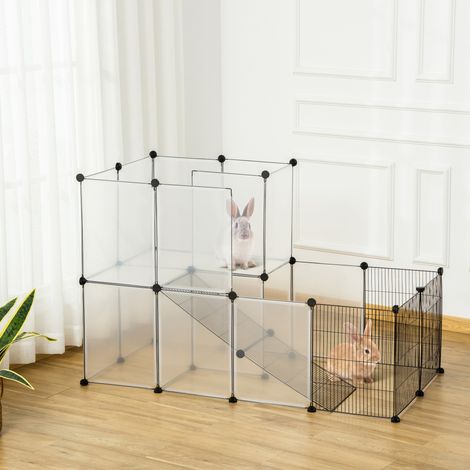 140x70x90 cm - Cage pour petits animaux parc à animaux avec 27 panneaux et forme personnalisable pour cochons d’Inde, lapins, chinchillas (1/4)
