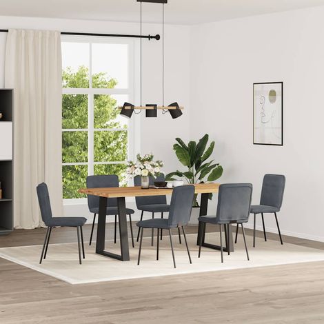 Esszimmerstühle 6 Stk. Dunkelgrau Samt (1/5)