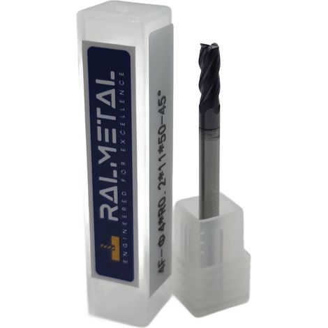 Fresa radiale in metallo duro integrale Fi4 x R0.2 x 50 mm - 45 HRC (1/4)