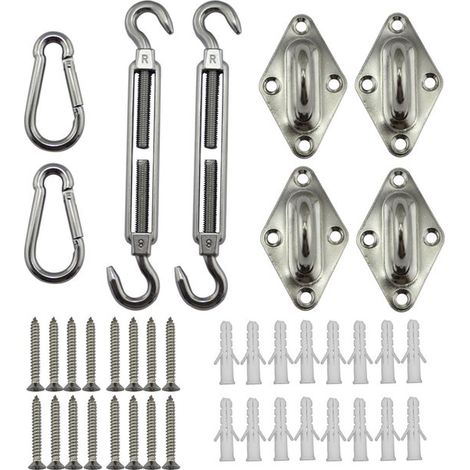 Sonnenschutz-Montageset – M6 Edelstahl 304, geeignet für dreieckige und rechteckige Sonnenschutzblenden, Spannset (1/5)