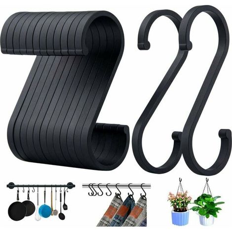 Crochet S, Crochets en Aluminium en S de Suspendus, Crochets de Boucher au Fini Mat Guazhuni Lot de 12 (Noir Mat),Dolaso (1/5)
