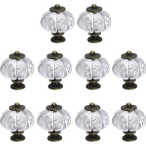 Paquete de 20 pomos de calabaza de acrílico transparente para puertas, armarios, cajones, cómodas, closets, muebles de cocina o habitación infantil. (1/5)