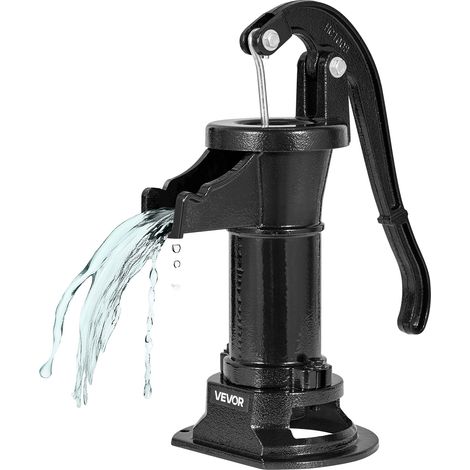 VEVOR Pompe a Eau Manuelle Puits, Hauteur de Refoulement Max 7,6 m, Pompe a Main a Bras en Fonte Vintage avec Raccord NPT Standard, pour Pomper lEau des Etangs, Puits, Jardins, Cours, Fermes, Noir