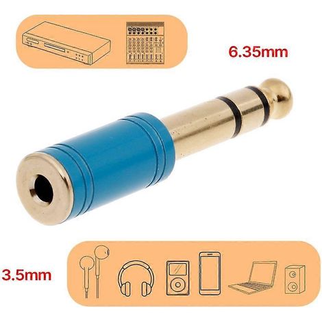 Adaptateur pratique pour casque audio : prise jack 6,35 mm mâle vers 3,5 mm femelle. (1/4)