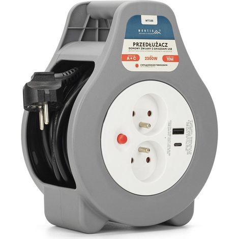 Rallonge électrique Montis Home avec port USB 10 m MT188 et 2 prises secteur (1/5)