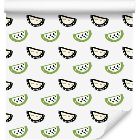 Wassermelonen-Tapete, weiß und hellgrau, für Wohn- und Schlafzimmer, 50 x 1000 cm (1/4)