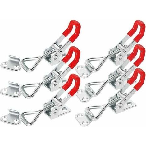 6 Pcs Fermeture Remorque Sauterelles de Menuisier Loquet à Bascule Sauterelles Bascule Pince Pince à Genouillère Loquet à Bascule réglable en Métal GH-4001 Capacité de Rétention 150 kg, 330 lb (1/4)