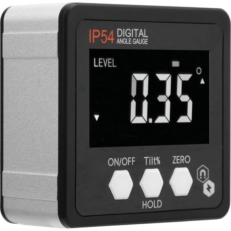 Digitaler Winkelmesser mit LCD-Display, Neigungsmesser, Neigungsbox 4x90°, IP54, Weiß auf Schwarz (1/5)
