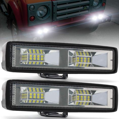 6" LED Barre De Travail,48W Phare de Travail Phare Projecteur Flood Feux Antibrouillard 12V 24V 6000K 2000LM Feux Additionnels LED Barre pour Moto Camion Hors Route Tracteur 2Pcs (1/5)