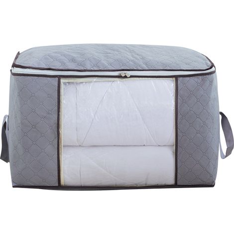 Sac De Rangement Pour Literie - 56 X 33 X 25 Cm - Tissu Non Tissé Épais - Fermeture Éclair Renforcée - Fenêtre Transparente - Poignées Renforcées - 1 Pièce (1/5)