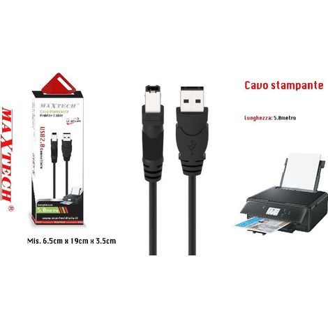 TrAdE Shop Traesio - Cavo Usb 2.0 5 Mt Ad Alta Velocità Per Stampante Hard Disk Scanner A/b Maschio - (1/2)
