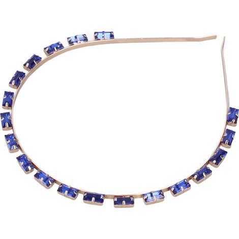Bandeau de Tête Femme Strass Brillant, Accessoire Élégant et Confortable, Bleu Nuit - CHT-715 (1/5)