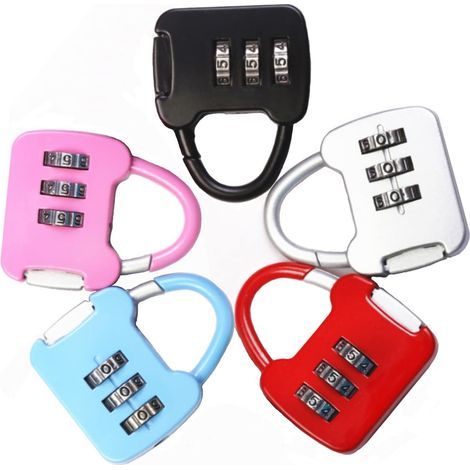 Airplane Suitcase Lock, 5-Piece 3-Digit Combination Lock Set, Resettable 3-Digit Security Locks for Lockers, Gyms, Schools, Fences, and Storage (Colorful) (1/5)