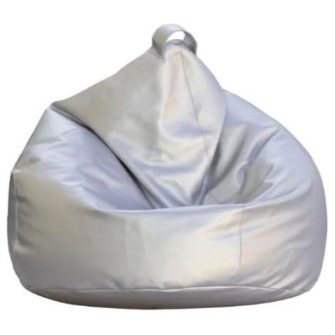 My Brand Germanvox Pouf Poltrona a Sacco, similpelle vari colori, Argento, Verde, Bianco, Blu, Lilla, Rosso 70 x 110 cm (Silver)