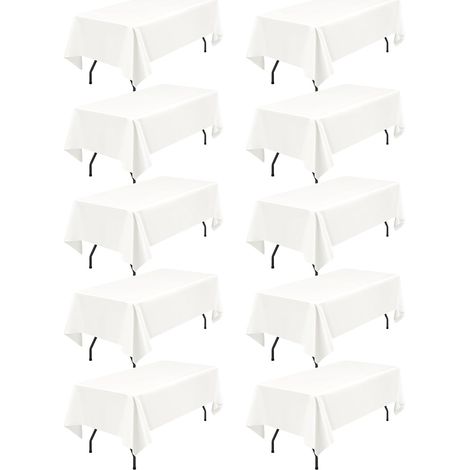 10er-Packung elfenbeinfarbene Polyester-Tischdecken, 153 x 260 cm (1,8 m rechteckig), waschbar und wiederverwendbar, flecken- und knitterbeständig, für Hochzeitsfeiern und Restaurantdekorationen