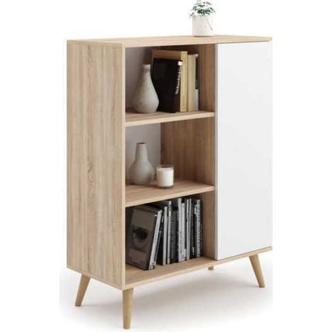 Libreria Fondi sonoma oak - bianco, Scandinavo (1/5)