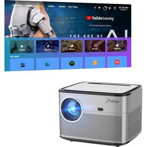 Filiyano – Projecteur Full HD, luminosité de 15 000 lumens, objectif autofocus, version Android