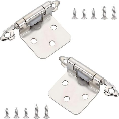 2 Pièces Charnière de Placard 1/2", Semi Caché Charnières, Charnières de Placard à Fermeture Automatique, pour Portes D’armoire, Argent (1/5)