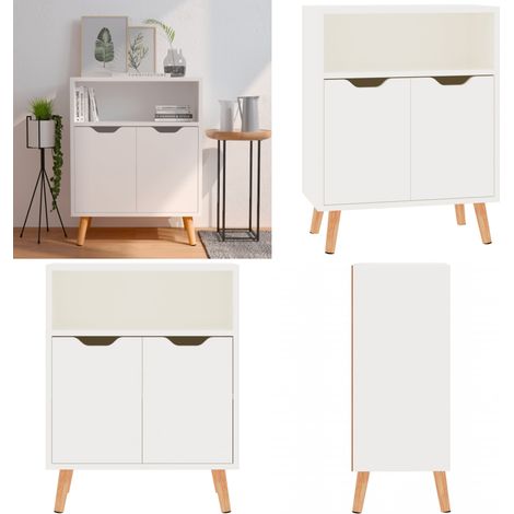Sideboard Hochglanz-Weiß 60x30x72 cm Holzwerkstoff - Kommode - Sideboard - Weißes Sideboard - Holzmöbel - Regal - Home & Living (1/5)