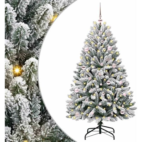 vidaXL Artificial Christmas Tree Green and White 150 cm PVC and Metal
