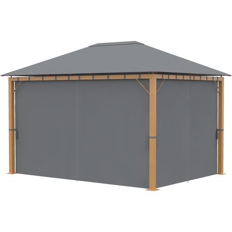 Tonnelle rectangulaire aluminium 4x3m avec rideaux et toile polyester