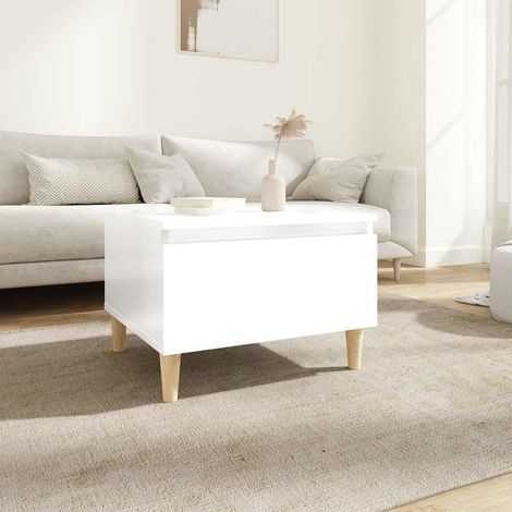 vidaXL Table d'appoint Blanc brillant 50x46x35 cm Bois d'ingénierie (1/5)