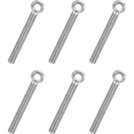 6 Pcs Boulon à Œil M5x35mm Boulon à Œillet de Levage pour Balancement d'Épaule, Vis Filetage Complet en Acier Inoxydable 304, Filetage Métrique Trou Coulissant, Couleur Argentée (1/5)