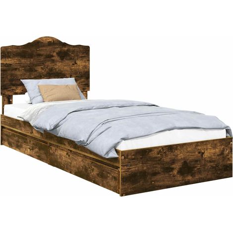 Letto con Contenitore Rovere fumé 70 x 190 cm Legno multistrato vidaXL