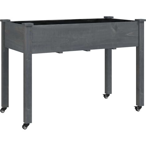 Maison Exclusive - Fioriera Ruote e Fodera Grigia 118x59x80cm Legno Massello Abete