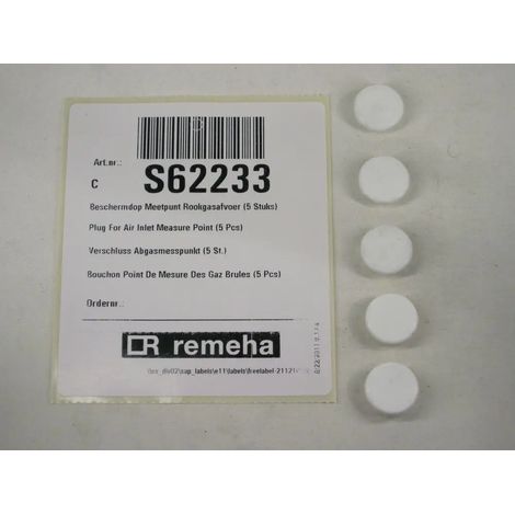 Remeha Tapón p. punto de medición de entrada de aire(5x), S62233