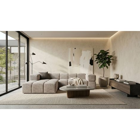 Divano angolare sinistro Valley Bubble con funzione letto, design moderno, colore beige, super confortevole (1/5)