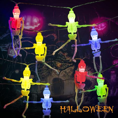 Guirlande Lumineuse Halloween 20LED 2.5M Décoration d'Halloween 8 Modes avec Télécommande Fantôme Crâne Lumières à Piles pour l'éclairage intérieur et extérieur pour la fête d'Halloween (1/5)