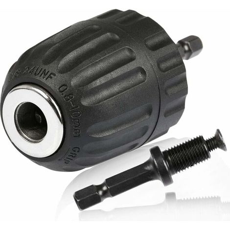 Bohrfutter, Schnellspannbohrfutter 0,8-10 mm, Schnellspannfutter 3/8"-24UNF, Schnellspannbohrfutter Sechskantschaft-Bohrfutter mit Innensechskanthalter 1/4" Bohrfutterzubehör für